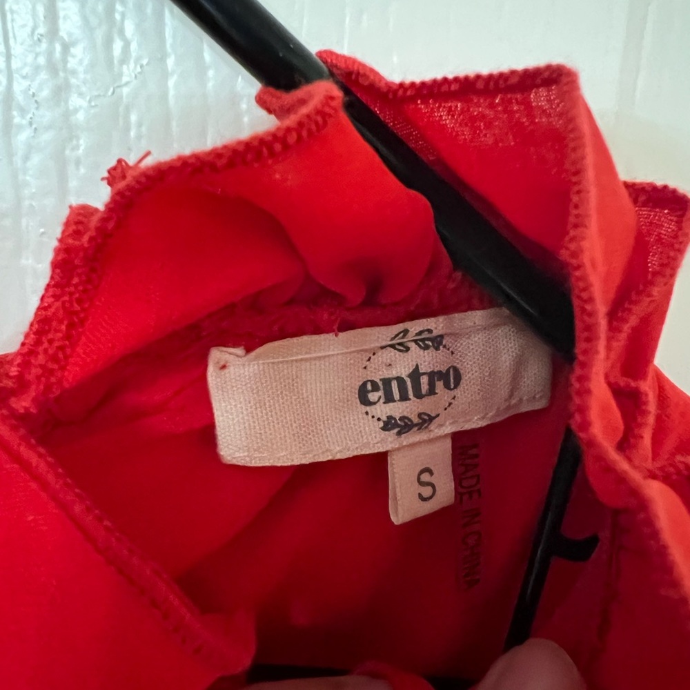 Entro Women's Red Ruffle Blouse - Picture 3 of 3